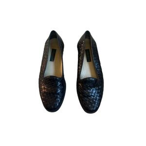 Vintage GH Bass Woven Navy  Leather Loafers - 6.5